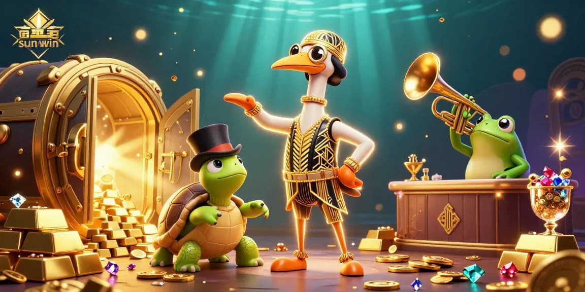 Join the fun at sunwin with vibrant characters and dazzling casino elements in a dynamic 3D scene.