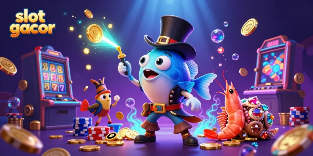 Experience the thrill of slot gacor with animated characters and dazzling casino elements.