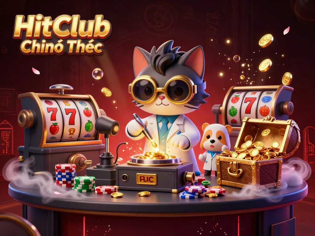 Spin and win at HitClub Chính Thức with our vibrant casino-themed 3D illustration.