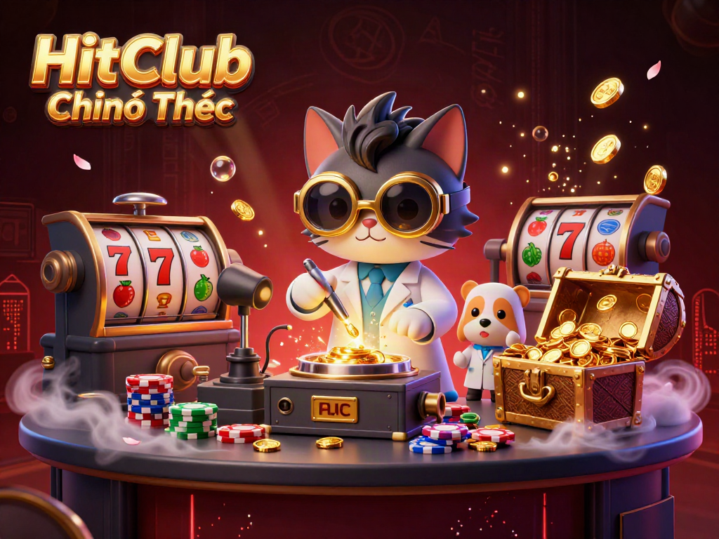 Spin and win at HitClub Chính Thức with our vibrant casino-themed 3D illustration.